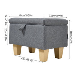 Thehotsale Linen Upholstered Storage Ottoman With Lift-Up Lid 49Cm W, Dark Grey - thumbnail 6