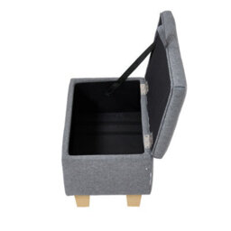 Thehotsale Linen Upholstered Storage Ottoman With Lift-Up Lid 49Cm W, Dark Grey - thumbnail 5