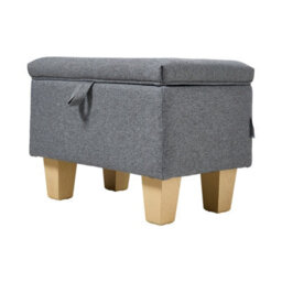 Thehotsale Linen Upholstered Storage Ottoman With Lift-Up Lid 49Cm W, Dark Grey - thumbnail 4
