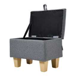 Thehotsale Linen Upholstered Storage Ottoman With Lift-Up Lid 49Cm W, Dark Grey - thumbnail 3