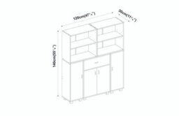 Urbn-Living Urbnliving Height 140Cm 4 Door 4 Shelf Black Bookshelf 1 Drawer Storage Cabinet Bookcase Cupboard Display Unit - thumbnail 6