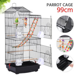 Yaheetech Black Large Roof Top Metal Bird Cage W/ Swing And Ladder - thumbnail 8