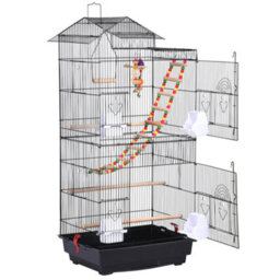Yaheetech Black Large Roof Top Metal Bird Cage W/ Swing And Ladder - thumbnail 7