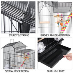 Yaheetech Black Large Roof Top Metal Bird Cage W/ Swing And Ladder - thumbnail 4