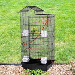 Yaheetech Black Large Roof Top Metal Bird Cage W/ Swing And Ladder
