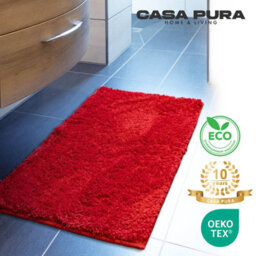 Floordirekt Sky Microfibre Bath Mat Soft 30mm Pile Non Slip Washable Bathroom Rug Red 95 X 95 X 0.7 Cm - thumbnail 3