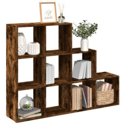 Berkfield Room Divider Bookcase 3-Tier Smoked Oak 137.5X29X103.5 Cm Engineered Wood - thumbnail 1
