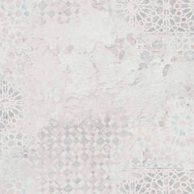 As Creation Bricoflor Floral Distressed Effect Wallpaper Tile Design In Grey, Purple Non-Woven 10.05 X 0.53 M - image 1