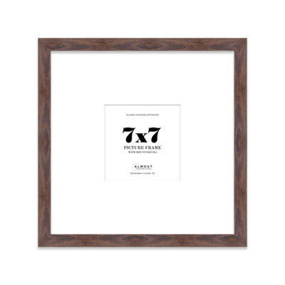 "7X7"" Walnut Picture Frame - 7X7"" Square Frame With 4X4"" Mount For 7X7""/4X4"" Pictures Luxurious Style Wall Art, 1 Pack" - image 1
