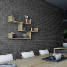 Decortie Tibet Wall Shelves - Floating 3 Tier Wall Mounted Display Unit Oak - thumbnail 4