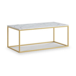 Pimlico White Marble 101Cm Rectangular Coffee Table - Gold Metal Frame - By Roseland Furniture