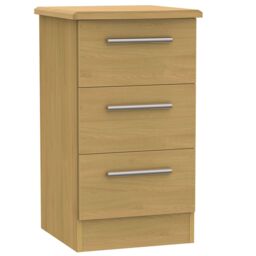 Montana Ready Assembled Matt Oak Effect 3 Drawer Bedside Table (H)700mm (W)400mm (D)410mm - thumbnail 2