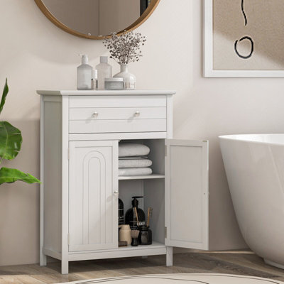 Costway Bathroom Floor Cabinet Freestanding Storage Cupboard With Double Door-White - image 1