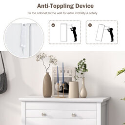 Costway Bathroom Floor Cabinet Freestanding Storage Cupboard With Double Door-White - thumbnail 8