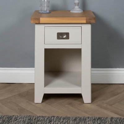 Elm Home And Products Elm Home And Garden White Painted Oak Wood Nightstand Bedside Cabinet Fully Assembled - image 1