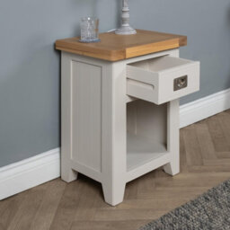 Elm Home And Products Elm Home And Garden White Painted Oak Wood Nightstand Bedside Cabinet Fully Assembled - thumbnail 3