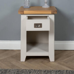 Elm Home And Products Elm Home And Garden White Painted Oak Wood Nightstand Bedside Cabinet Fully Assembled - thumbnail 2