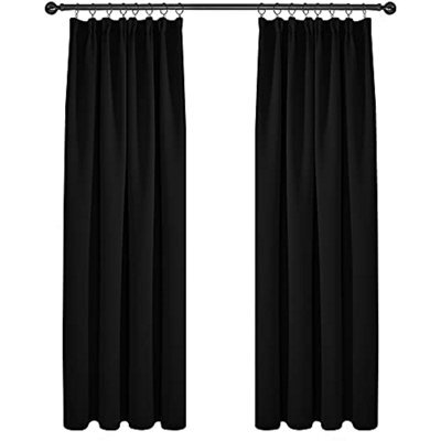 Deconovo Blackout Curtains Super Soft Thermal Insulated Energy Saving Pencil Pleat Blackout Curtains 52X90 Inch Black 2 Panels - image 1