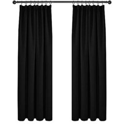Deconovo Blackout Curtains Super Soft Thermal Insulated Energy Saving Pencil Pleat Blackout Curtains 52X90 Inch Black 2 Panels - thumbnail 1