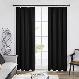 Deconovo Blackout Curtains Super Soft Thermal Insulated Energy Saving Pencil Pleat Blackout Curtains 52X90 Inch Black 2 Panels - thumbnail 2