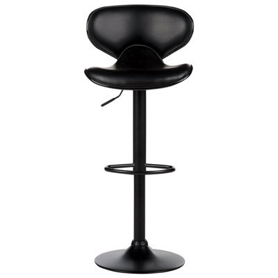 Wyld and Coco Set Of 2 Black Faux Leather Bar Chairs - 360 Swivel, Gas-Lift Adjustable Height, Iron Base - image 1