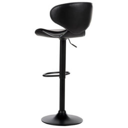 Wyld and Coco Set Of 2 Black Faux Leather Bar Chairs - 360 Swivel, Gas-Lift Adjustable Height, Iron Base - thumbnail 6