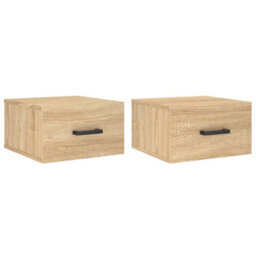 Berkfield Durable Wall-Mounted Bedside Cabinets 2 Pcs Sonoma Oak 35X35X20 Cm - thumbnail 1
