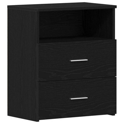 Berkfield Modern Black Oak Nightstand 50X32X60Cm Made From Engineered Wood - image 1