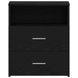 Berkfield Modern Black Oak Nightstand 50X32X60Cm Made From Engineered Wood - thumbnail 7