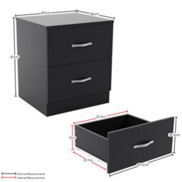 Lassic Vida Designs Riano 3 Piece Bedroom Set (2 Drawer Bedside Chest, 5 Drawer Chest, 2 Door Wardrobe) Black (4) - thumbnail 9