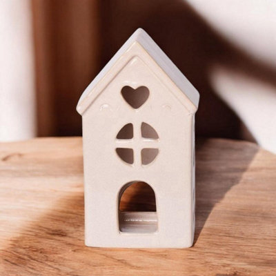 Minster House Tealight Holder - Ceramic - L12 X W8 X H22 Cm - Cream