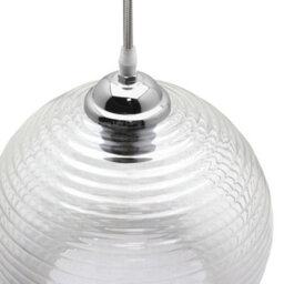 Long Life Lamps Company Modern Ceiling Globe Glass Pendant Lamp Shade Clear Rib H3026 - thumbnail 5