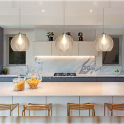 Long Life Lamps Company Modern Ceiling Globe Glass Pendant Lamp Shade Clear Rib H3026 - thumbnail 7
