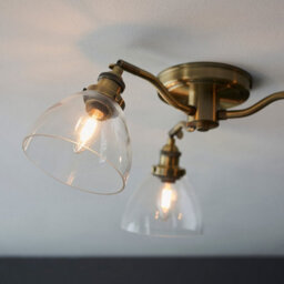 Luminosa Lighting Luminosa Hansen Multi Arm Glass Semi Flush Ceiling Lamp, Antique Brass Plate, Glass - thumbnail 5