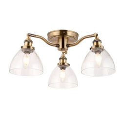 Luminosa Lighting Luminosa Hansen Multi Arm Glass Semi Flush Ceiling Lamp, Antique Brass Plate, Glass - thumbnail 6