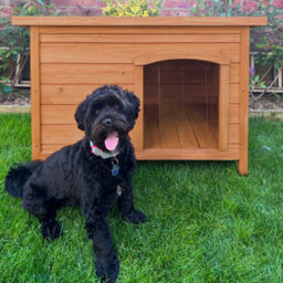 MonsterShop Small Dog Kennel Wooden Pet House Shelter - thumbnail 5