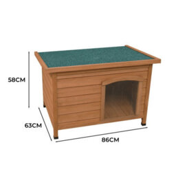 MonsterShop Small Dog Kennel Wooden Pet House Shelter - thumbnail 4