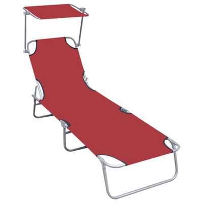 Berkfield Folding Sun Lounger With Canopy Red Aluminium - image 1
