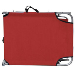 Berkfield Folding Sun Lounger With Canopy Red Aluminium - thumbnail 4