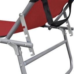 Berkfield Folding Sun Lounger With Canopy Red Aluminium - thumbnail 5