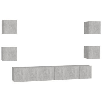 Berkfield Sturdy 7 Piece Tv Cabinet Set Concrete Grey Engineered Wood - image 1
