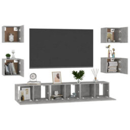 Berkfield Sturdy 7 Piece Tv Cabinet Set Concrete Grey Engineered Wood - thumbnail 3