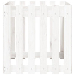 Berkfield Garden Planter With Fence Design White 60X60X60 Cm Solid Wood Pine - thumbnail 5