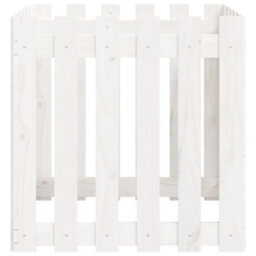 Berkfield Garden Planter With Fence Design White 60X60X60 Cm Solid Wood Pine - thumbnail 6