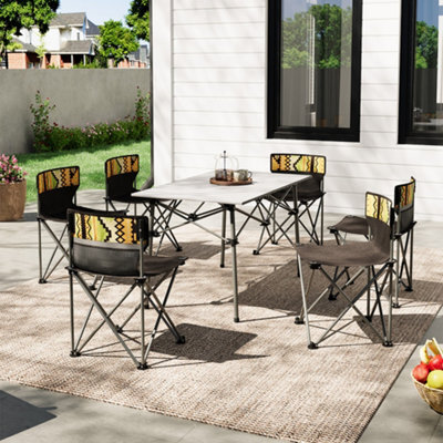 Breeins 7-Piece Foldable Outdoor Garden Bistro Set Dining Room Set Camping Picnic Set With Portable Bag - image 1