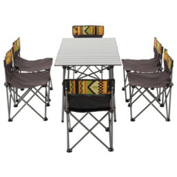 Breeins 7-Piece Foldable Outdoor Garden Bistro Set Dining Room Set Camping Picnic Set With Portable Bag - thumbnail 4