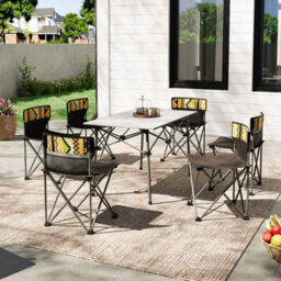 Breeins 7-Piece Foldable Outdoor Garden Bistro Set Dining Room Set Camping Picnic Set With Portable Bag - thumbnail 1