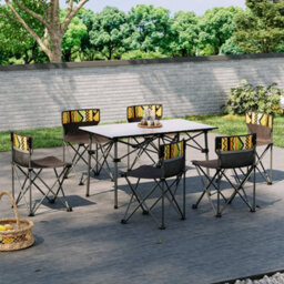 Breeins 7-Piece Foldable Outdoor Garden Bistro Set Dining Room Set Camping Picnic Set With Portable Bag - thumbnail 2