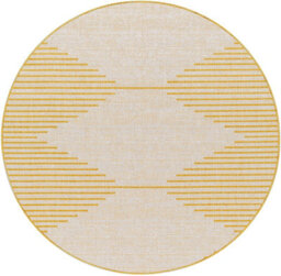 Livabliss Round Eagean-Global Yellow Ivory Off-White In- & Outdoor Rug 160 X 160 Cm Easy Care, Non Shedding - thumbnail 1