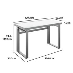 Tresanti Aurora Adjustable Height Desk With White Glass Top, Led Lights, Usb Ports, Drawer & Illumitouch Control Panel - thumbnail 8